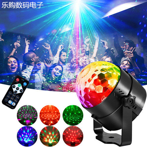 直播家用酒吧旋转七彩灯LED水晶魔球声控 灯KTV激光灯闪光灯宿舍