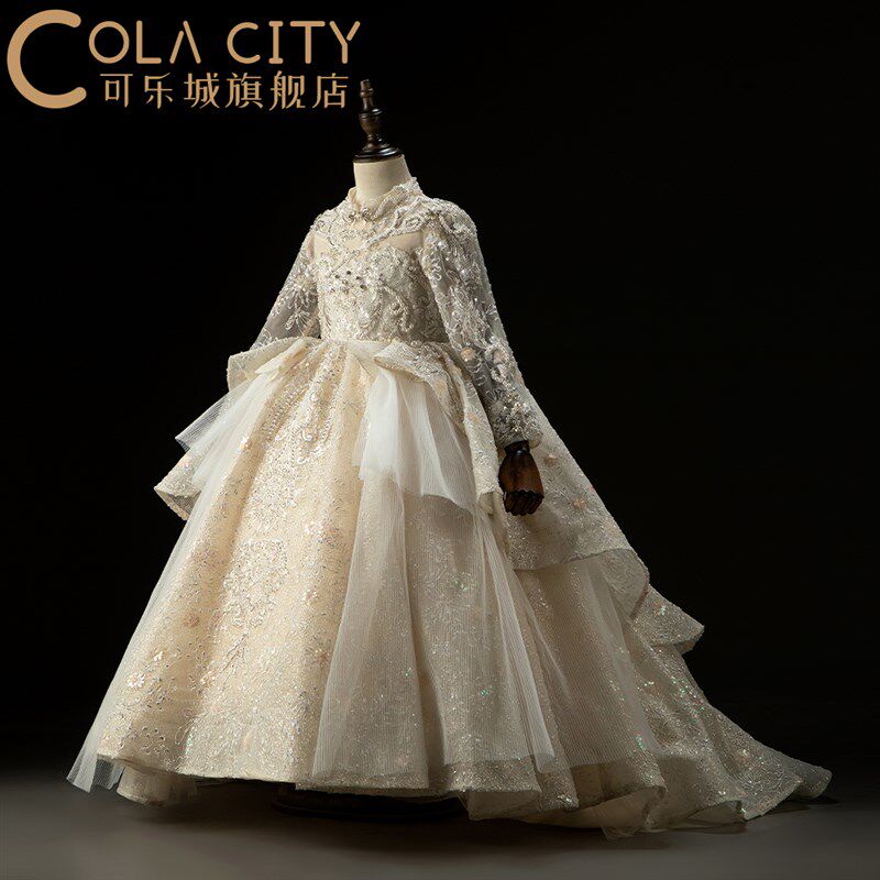 女童公主长裙礼服生日宴会女孩主持人钢琴演出个性T台走秀晚礼服