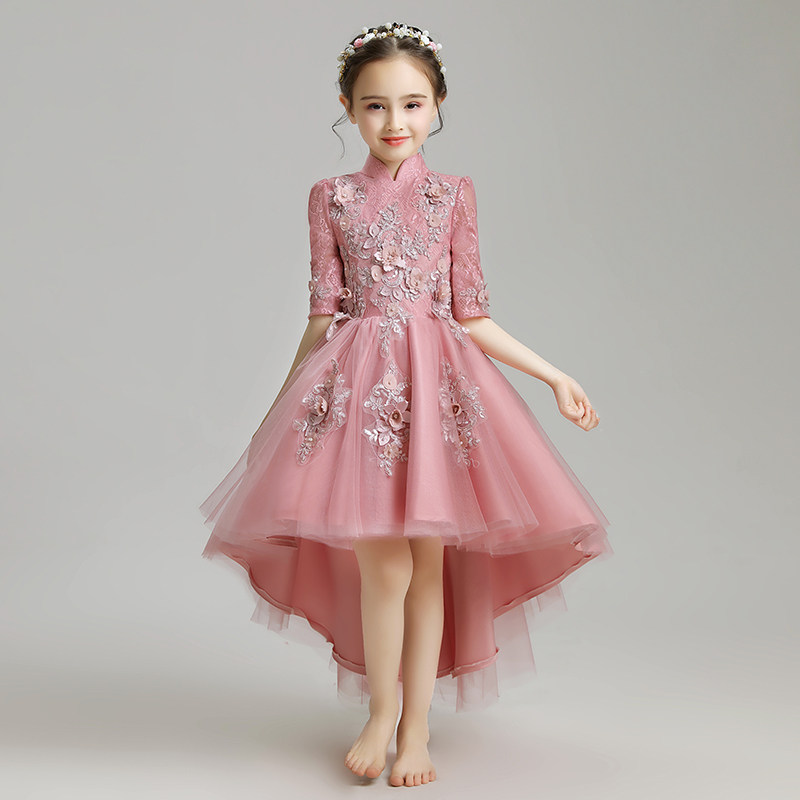 儿童晚礼服公主裙花童女童生日婚纱小主持人钢琴演出服走秀洋气冬