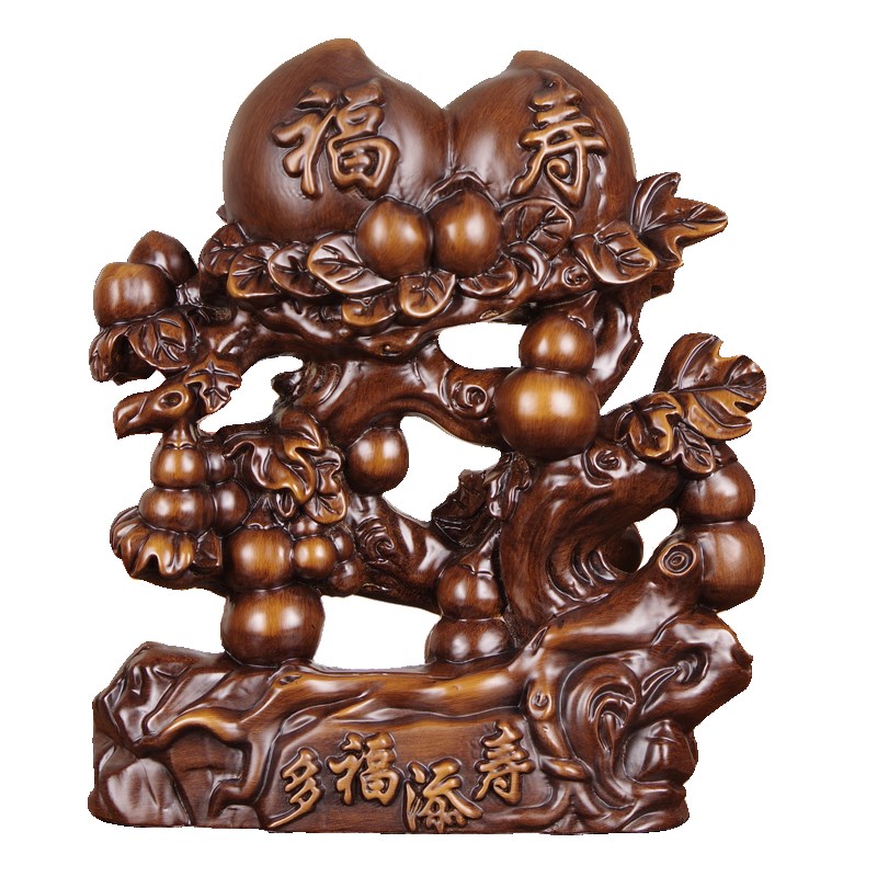 纯手工黑檀木寿桃雕整木精雕祝寿礼品送长辈生日大寿礼物新中式客