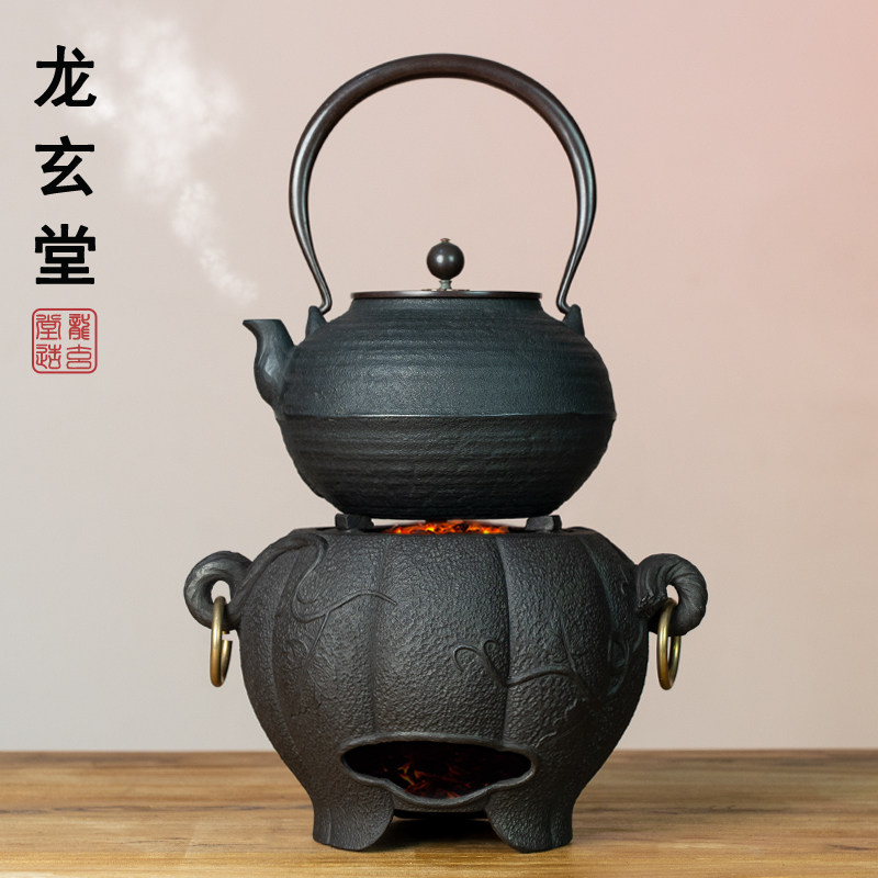 铸铁壶烧水壶老式炭炉家用煮茶壶明火碳火复古围炉新中式茶空间