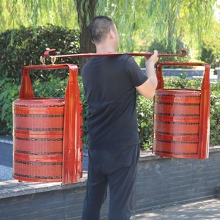 手工竹编竹制品喜事食盒提篮挑担喜事篮婚庆篮聘礼篮多层复古竹篮