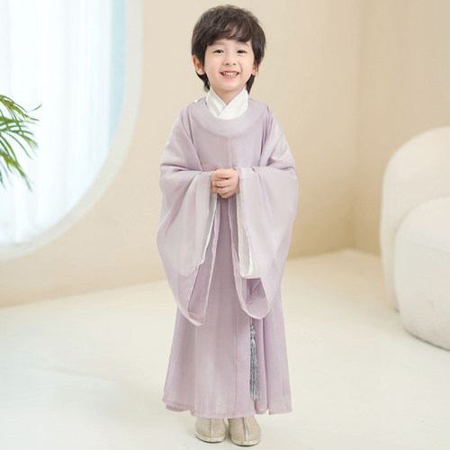 宝宝汉服男童春夏中国风宋制圆领广袖国学古装衣服儿童汉服男孩秋