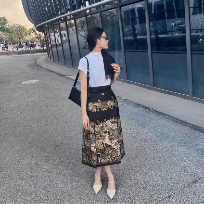 绮艾【鹿神】新中式七分马面裙女秋冬短款小个子半身裙改良汉服