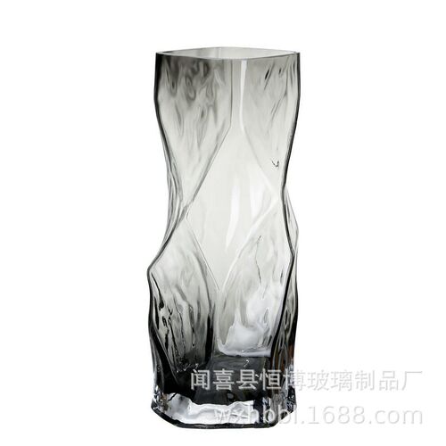 欧式创意大号原色玻璃花瓶简约水养富贵竹百合家用插花器摆件