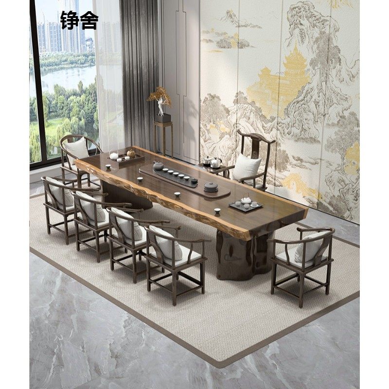 新中式实木大板茶桌办公室泡茶桌椅组合家用禅意功夫茶台茶几一体,商业/办公家具,茶台/茶桌,淘宝优惠券,粉丝福利购,淘宝优惠卷