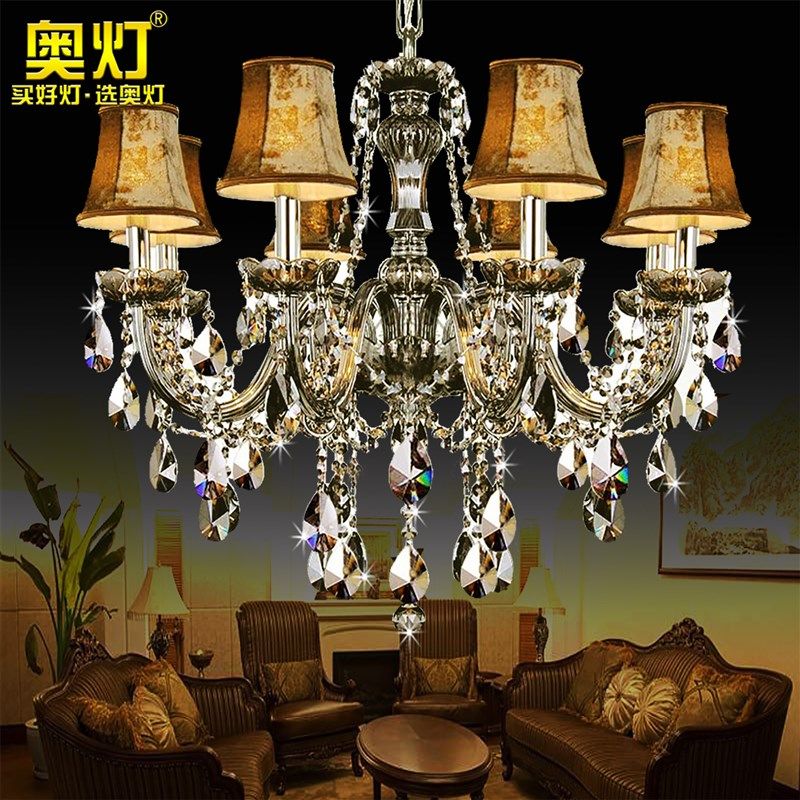 奥灯欧式干邑色水晶吊灯客厅卧室温馨浪漫玻璃灯具创意餐厅灯1282,家装灯饰光源,餐厅吊灯,淘宝优惠券,粉丝福利购,淘宝优惠卷