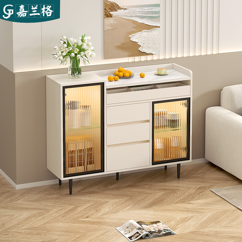 轻奢岩板餐柜厨房收纳柜客厅沙发靠墙茶水柜茶台烧水壶一体柜子,住宅家具,餐边柜,淘宝优惠券,粉丝福利购,淘宝优惠卷