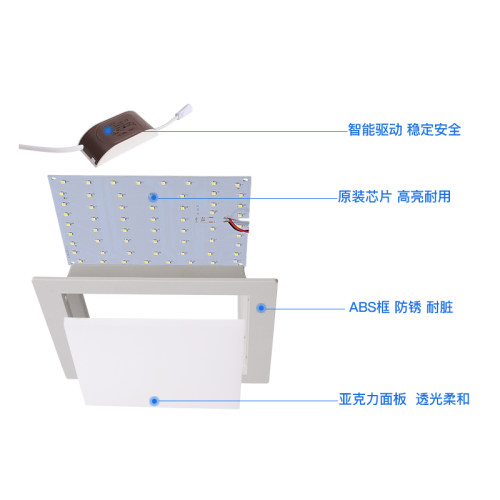 方形暗装LED厨卫灯嵌入式厨房阳台吸顶灯浴室灯具卫生间开孔16~17