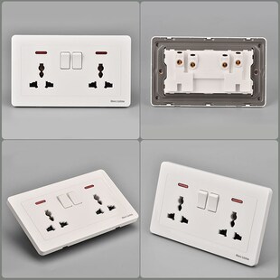146型暗装墙插插座六孔双带开关电源面板港澳版英式13A多功能插座
