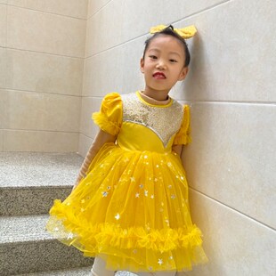 我们都是小星星演出服六一儿童舞蹈蓬蓬纱裙幼儿亮闪闪的表演服装