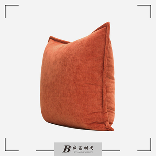 为你写诗侘寂双面橘色雪尼尔抱枕北欧靠包酒店沙发靠枕样板间