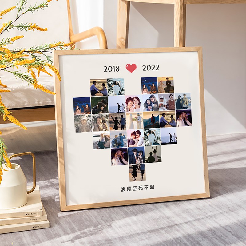 【定制照片实木相框】diy生日数字结婚十周年纪念礼物10岁3成摆台