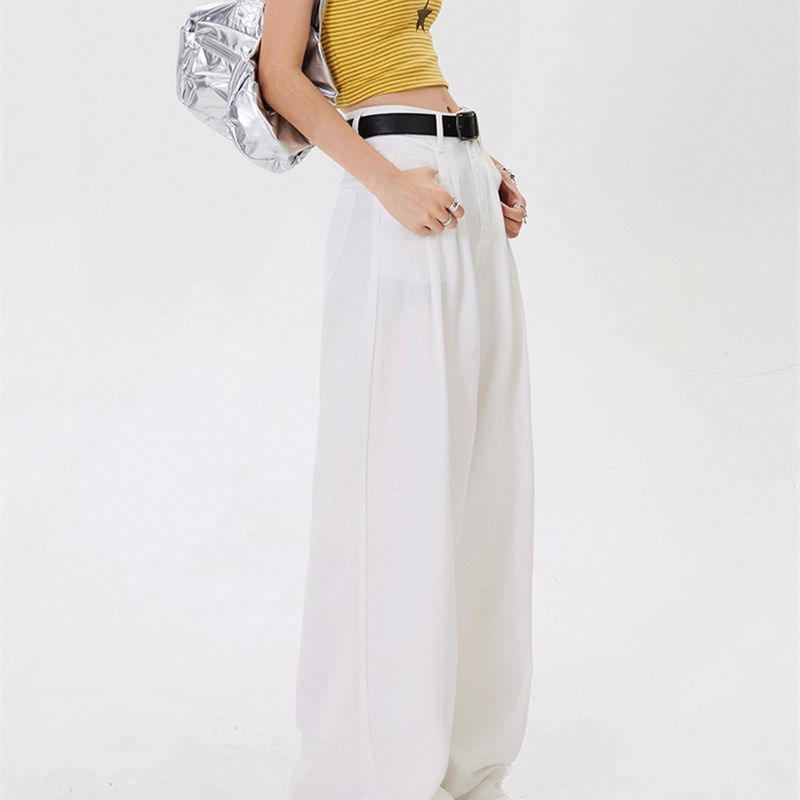 薄款直筒牛仔裤女白色皱褶不透裤子美式高级高腰显瘦宽松阔腿裤夏,女装/女士精品,牛仔裤,淘宝优惠券,粉丝福利购,淘宝优惠卷