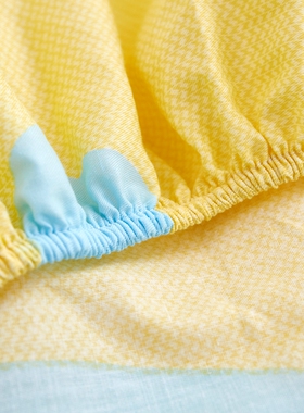 黄色纯棉单件床笠床垫保护罩三件套儿童男孩卡通奶牛防滑床套全棉