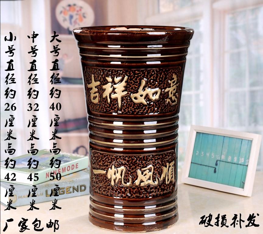特大号陶瓷棕色花盆大码加高加深发财树盆花钵花缸高筒陶土超大价