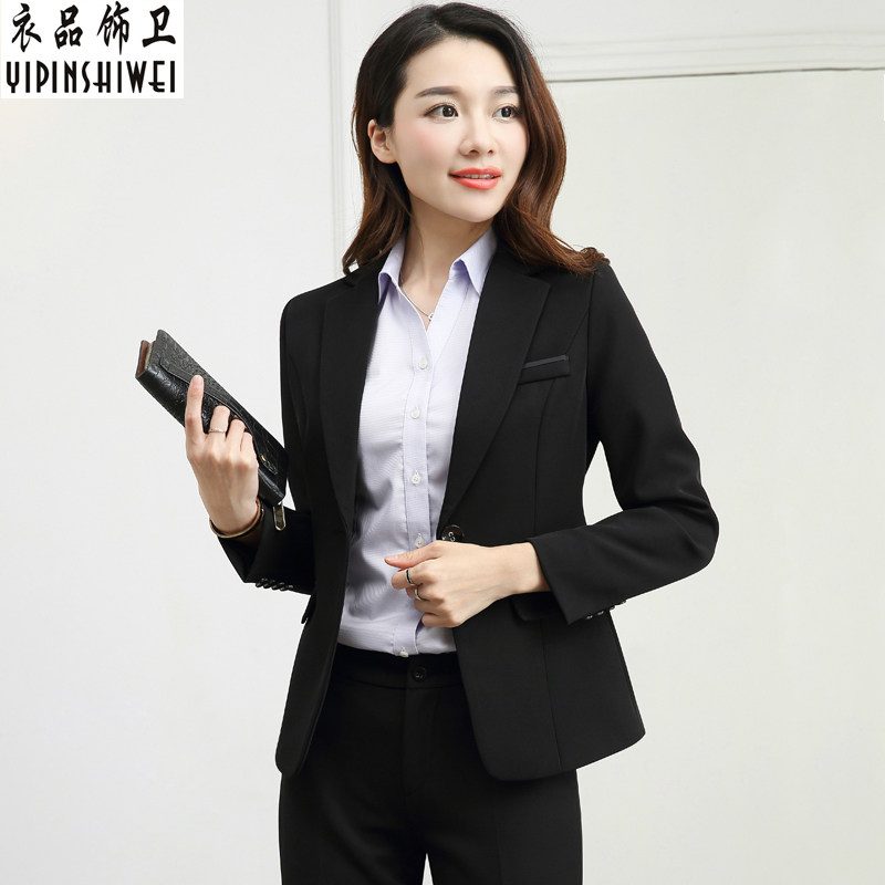 黑色小西装西服女上衣外套面试工作服工装职业正装西装外套女春秋