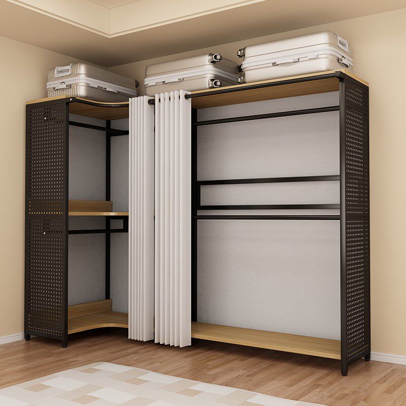 洞洞板衣帽架步入式衣柜落地卧室挂衣架开放式带防尘帘置物架衣橱,住宅家具,衣帽架,淘宝优惠券,粉丝福利购,淘宝优惠卷