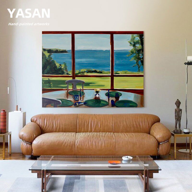 YASAN 海边风景手绘油画客厅沙发背景墙挂画小众艺术设计师装饰画