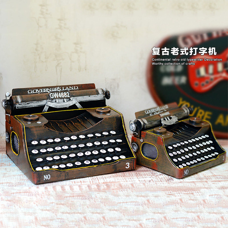 复古铁艺老式英文打字机模型装饰品摆件商场酒吧怀旧摆件摄影道具