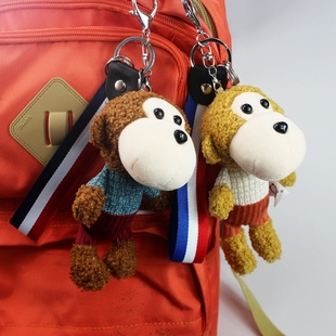 可爱挂件猴子毛绒玩具公仔书包挂饰包包钥匙扣圈环汽车玩偶摆件