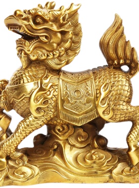 慈风阁纯铜麒麟摆件一对麒麟献瑞家居饰品办公室客厅工艺品摆设