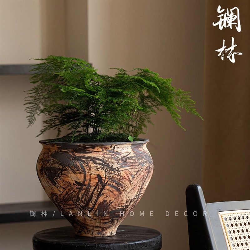 侘寂风陶瓷花盆台面禅意陶罐花瓶鲜可花水培手工陶艺粗陶插花摆件,家居饰品,花瓶,淘宝优惠券,粉丝福利购,淘宝优惠卷