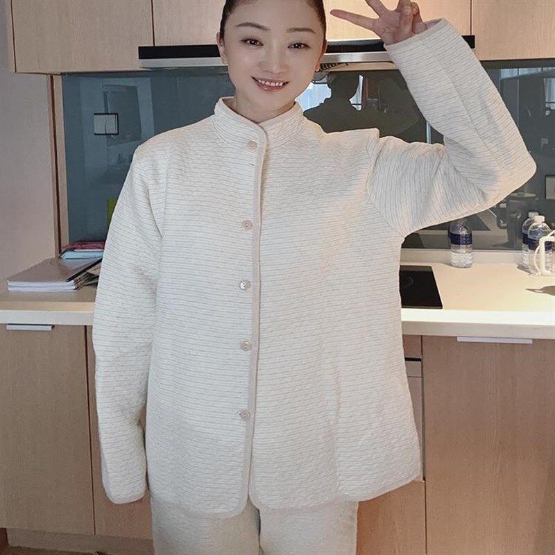 瑶之淘淘居家服保暖护肩颈有机彩棉睡衣空调房月子服-加厚