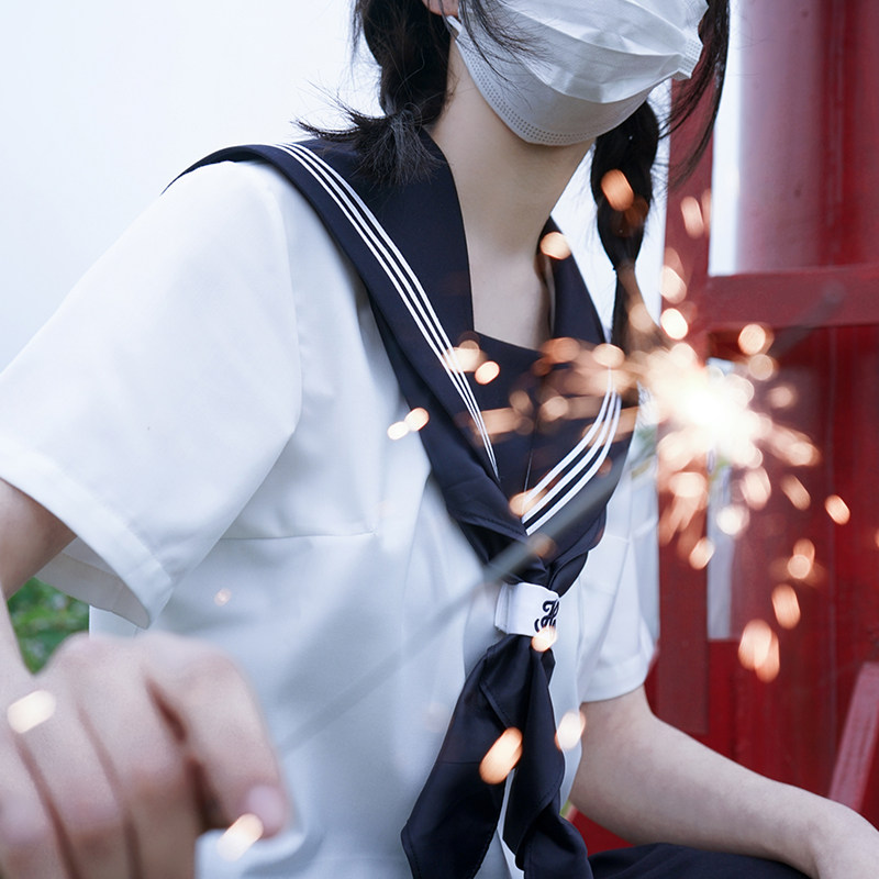 樱花家族十年jk制服【绀领白三本】关西襟水手班服基础夏服短袖女