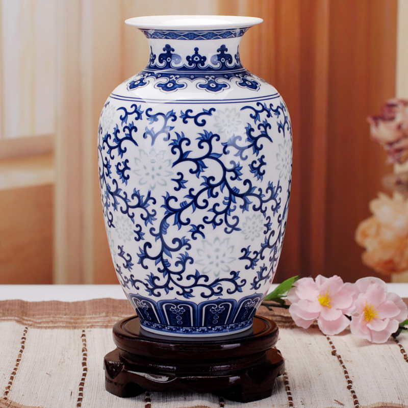 070薄胎骨瓷青花瓷 花瓶 景德镇陶瓷 时尚家居工艺品摆件 客厅装