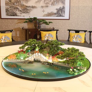 餐桌中间桌芯遥控灯光雾化装饰工艺品大圆桌摆件酒店饭店餐厅摆台