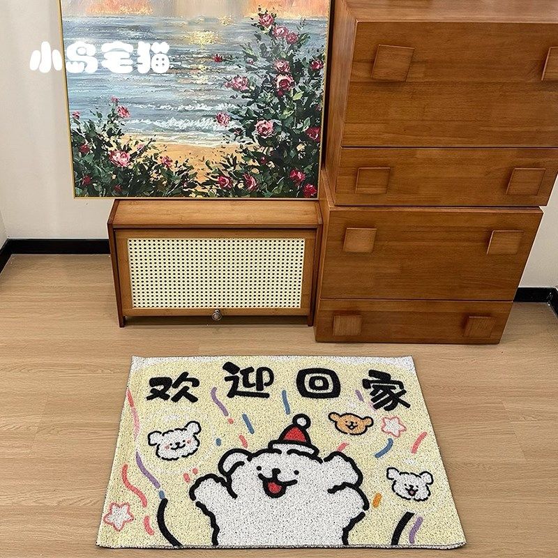 可爱小狗卡通入户丝圈地垫进门玄关脚垫门厅地毯蹭土蹭泥耐脏垫子,居家布艺,入户地垫,淘宝优惠券,粉丝福利购,淘宝优惠卷