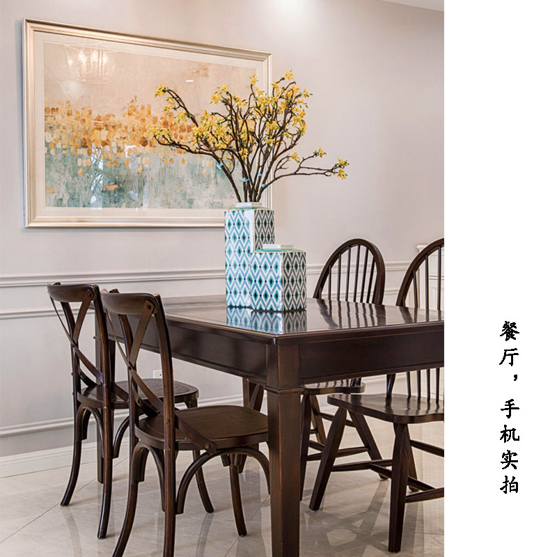 美式抽象画横幅装饰画客厅hh简美轻奢餐厅清新玄关墙壁跳舞的星星