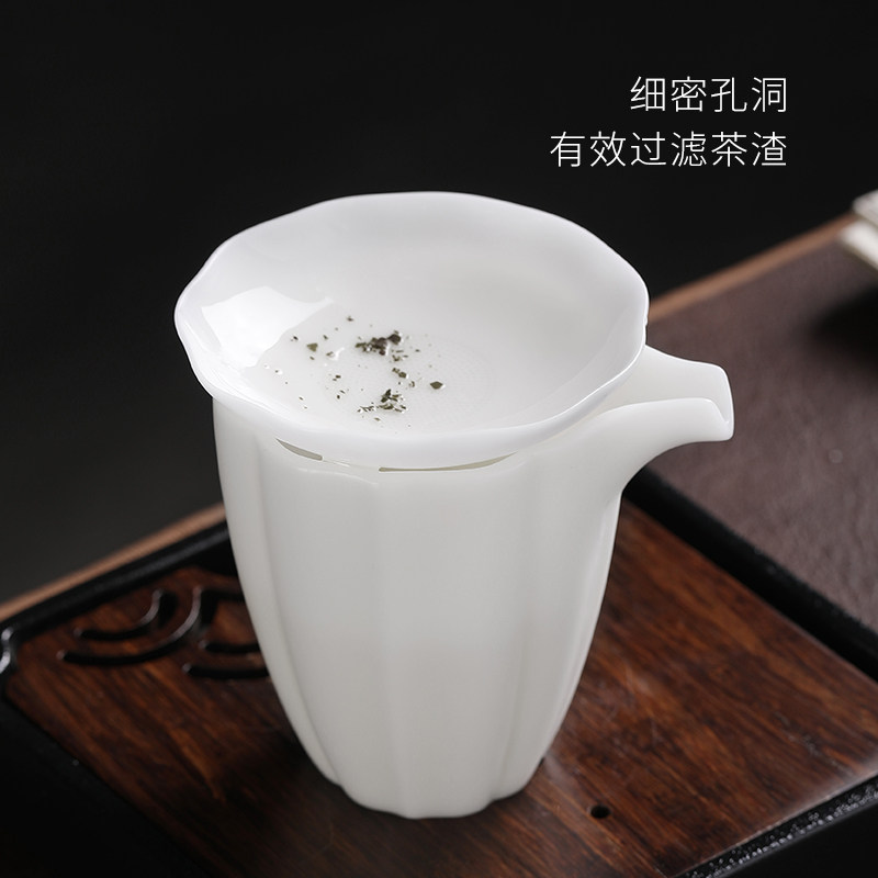 妙莲天香手工制作冰种玉瓷超密细密孔茶漏滤茶器茶叶过滤器泡茶茶