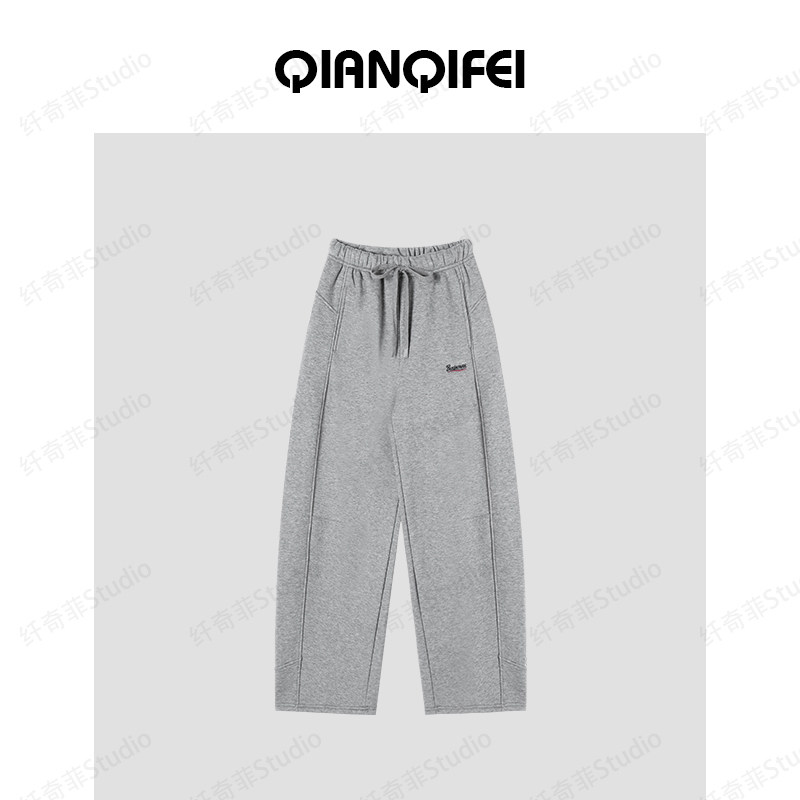 1-23F   新款小字母刺绣宽松加绒阔腿休闲裤 0325,女装/女士精品,休闲裤,淘宝优惠券,粉丝福利购,淘宝优惠卷