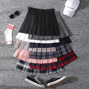 百褶裙子女秋冬半身裙短款高腰黑色奶茶格子学生小个子a字短裙裤