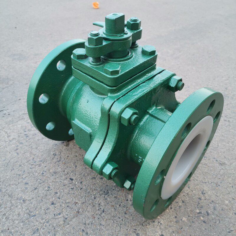 衬氟球阀衬四氟阀门dn100铸钢304耐酸碱防腐蚀放料手动开关Q41F46