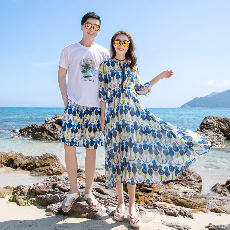 2020夏季新款亲子装一家三口海边度假沙滩裙母女装洋气雪纺连衣裙