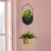 阳台个性 饰花器北欧风铁艺绿植悬挂花盆轻奢墙面创意吊盆组合 装