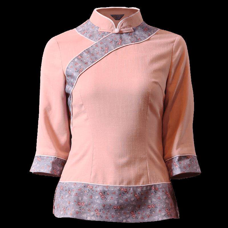 衣研堂酒店工作服七分袖女中国风茶楼服务员夏季中式餐厅餐饮服装