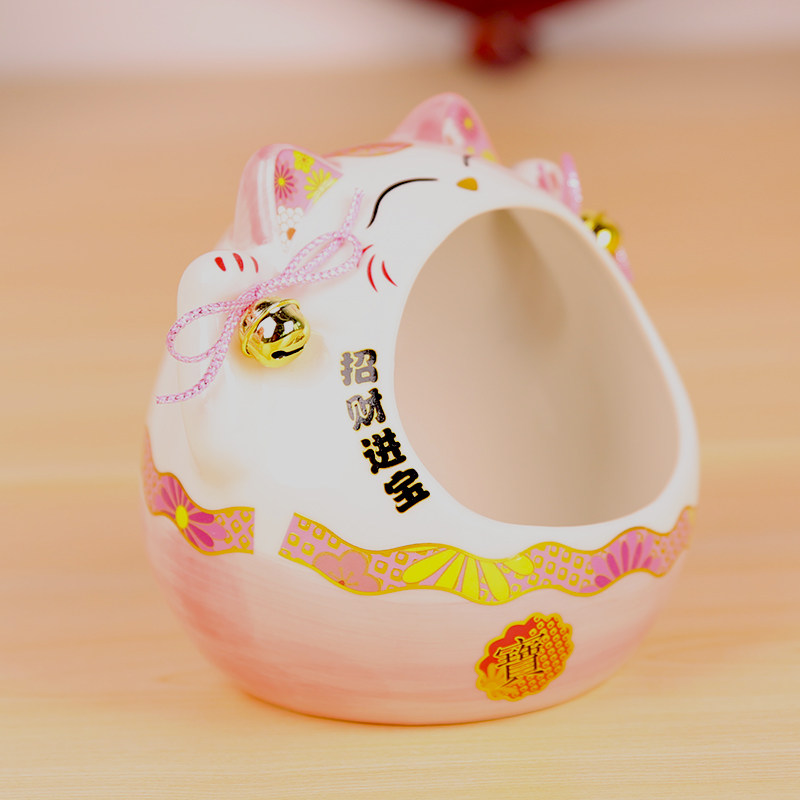 招财猫干果罐糖果公司前台陶瓷装饰品家居客厅玄关钥匙收纳摆件