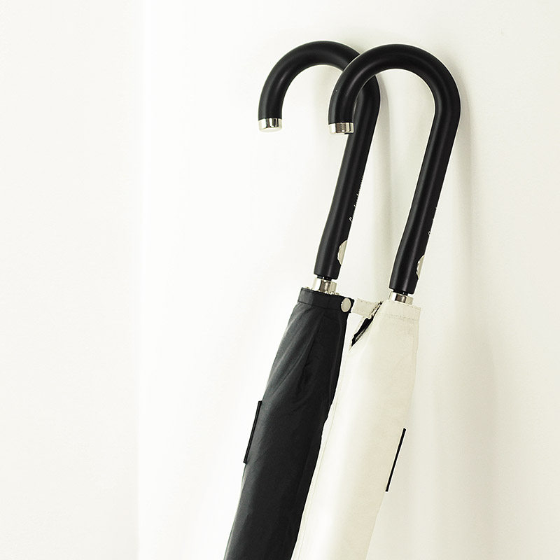 简约素色直骨超轻一键开自动晴雨伞女式长弯柄纯色黑胶防晒遮阳伞