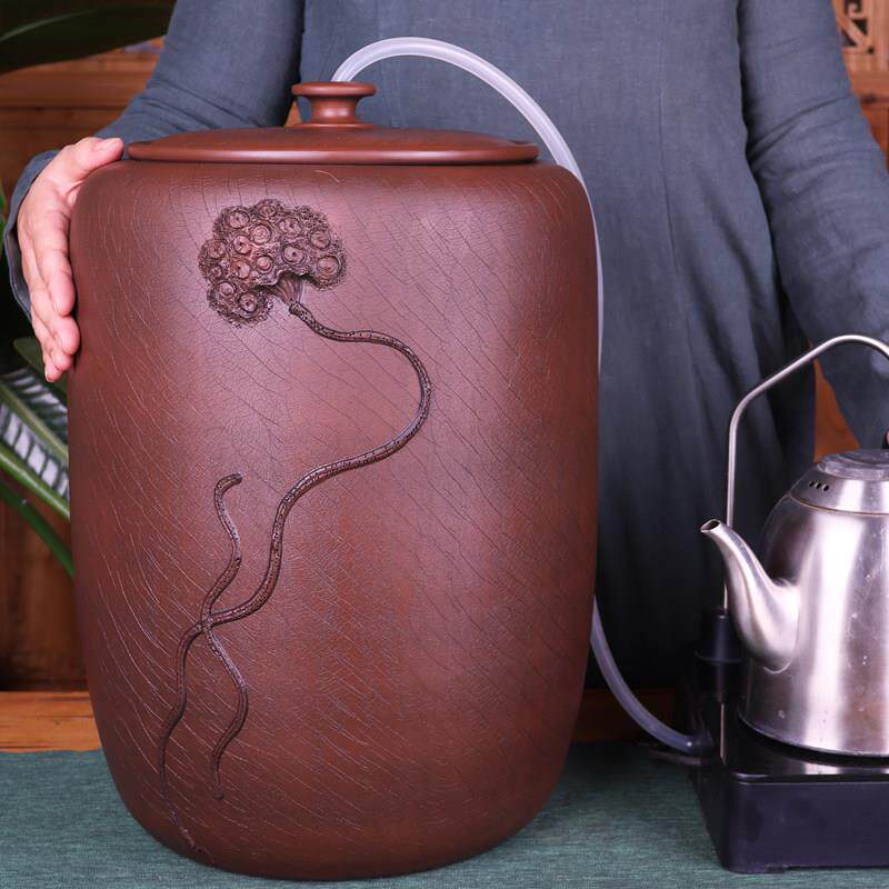 建水紫陶老式陶瓷大水缸家用茶道储水用抽水缸水桶净水桶茶台泡茶