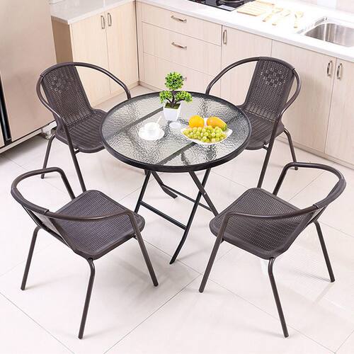 折叠桌子餐桌家用吃饭桌子户外摆摊简易便携式正方形玻璃圆桌庭院