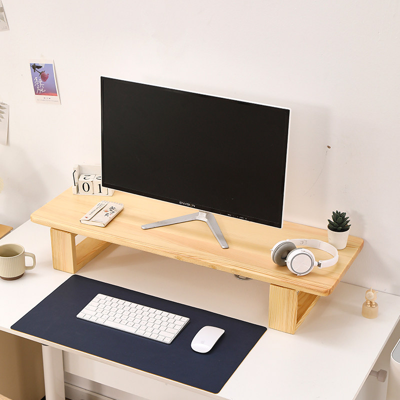 实木显示器增高架台式电脑萤幕擡高支架桌面收纳层架子垫高底座托