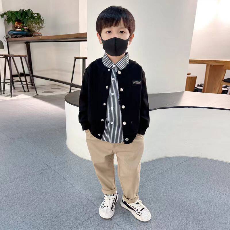 男童套装春秋外套长袖衬衫2023秋款新款宝宝裤子三件套休闲时髦潮