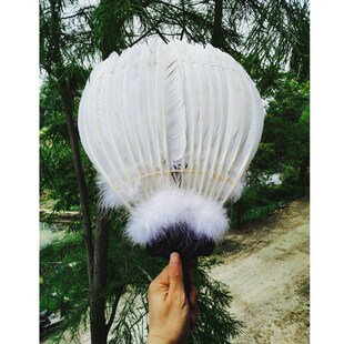 白色大号羽毛扇孔明扇复古扇子中国风工艺扇 送礼镇宅佳品