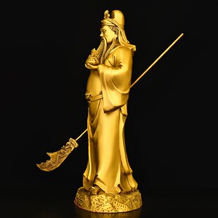 铜关公关二爷大号摆件黄铜武财神家用客厅关羽武圣关公像商铺开业