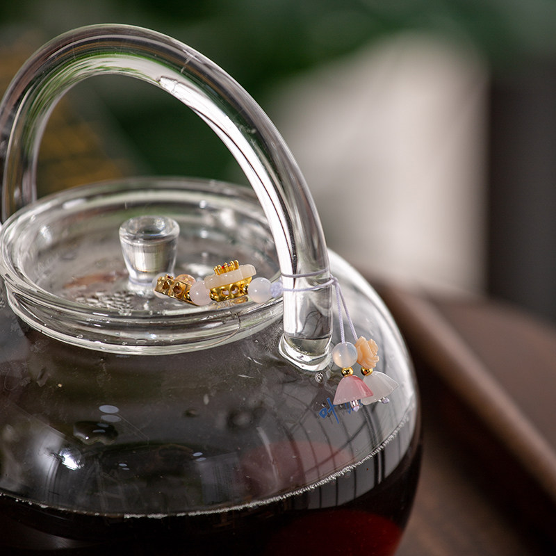 叶屿  圆润玻璃煮水小敦壶壶链高硼硅耐热加厚煮茶壶大容量蒸茶