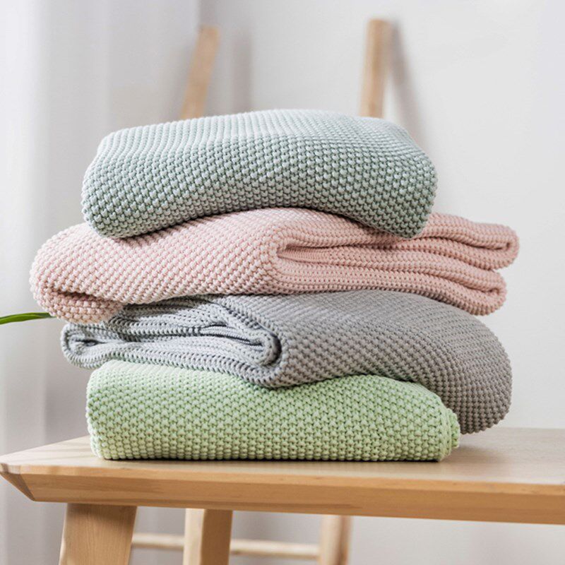 A类全棉针织棉毯子沙发盖毯高级感办公室午睡装饰可机洗毛毯复古